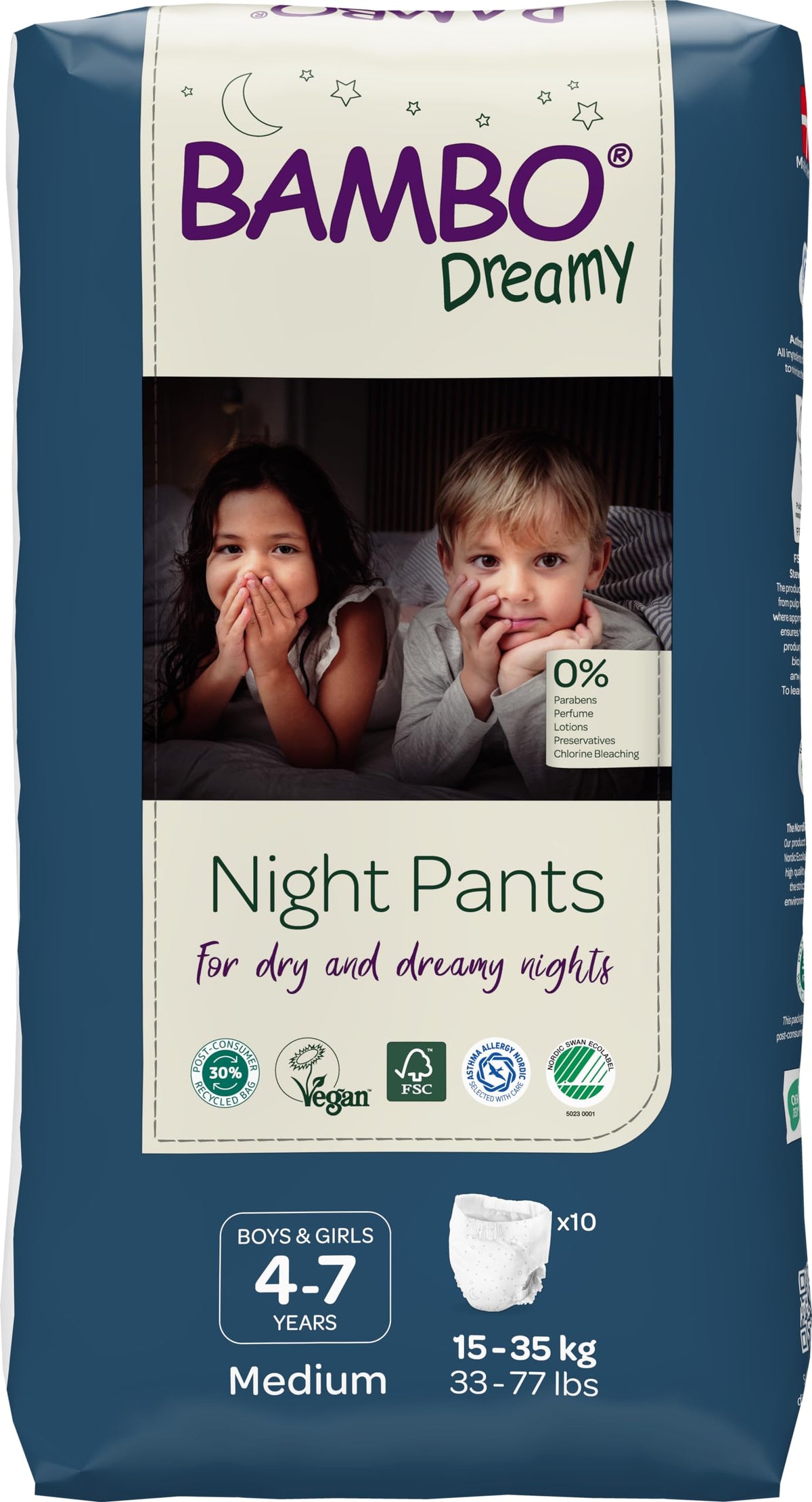 Bambo Nature Premium Dreamy Night Pants, Pull Up Pants, Eco-Labeled Night Time Diapers, Secure, Comfortable, Skin Friendly : Children Aged 8-15 Years, 10 Count