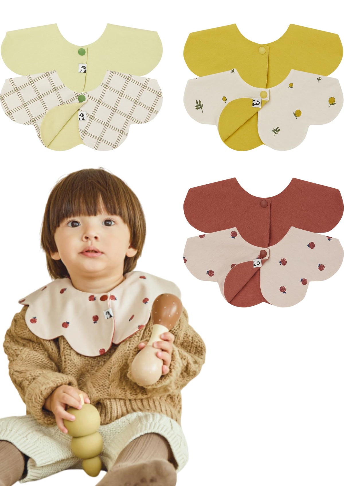Konny Baby Bib 3/5/7-Pack Set, 360 ° Rotate, Soft and Absorbent Drooling for Toddler Boys Girls Baby Essentials