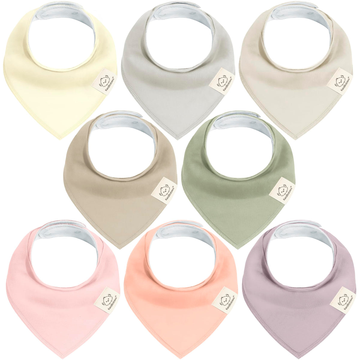 8pk Organic Baby Bandana Bibs for Drooling and Teething (Muted Pastel)