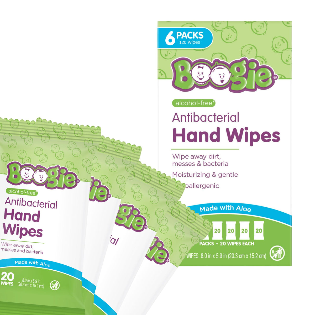 Boogie Antibacterial Hand Wipes - 100 Count