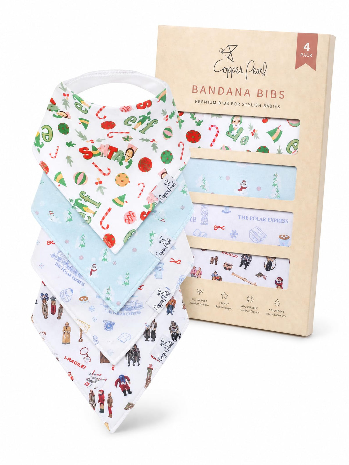 Copper Pearl Baby Bibs 4 Pack & 6 Pack, Bandana Drool Bibs for Baby Girl & Boy, Soft Cotton Bibs for Drooling and Teething