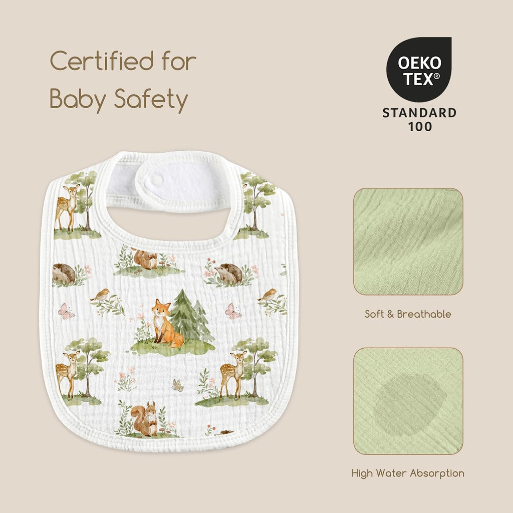 6-Pack Muslin Baby Bibs for Drooling & Teething, Absorbent Bib