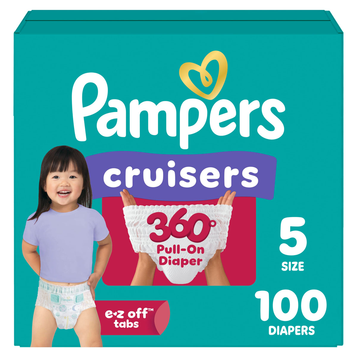 Pampers Diapers - Cruisers 360° - Size 7, 17 Count, up to 100% Leakproof Fit, Designed for Active Babies, Pull On Diaper
