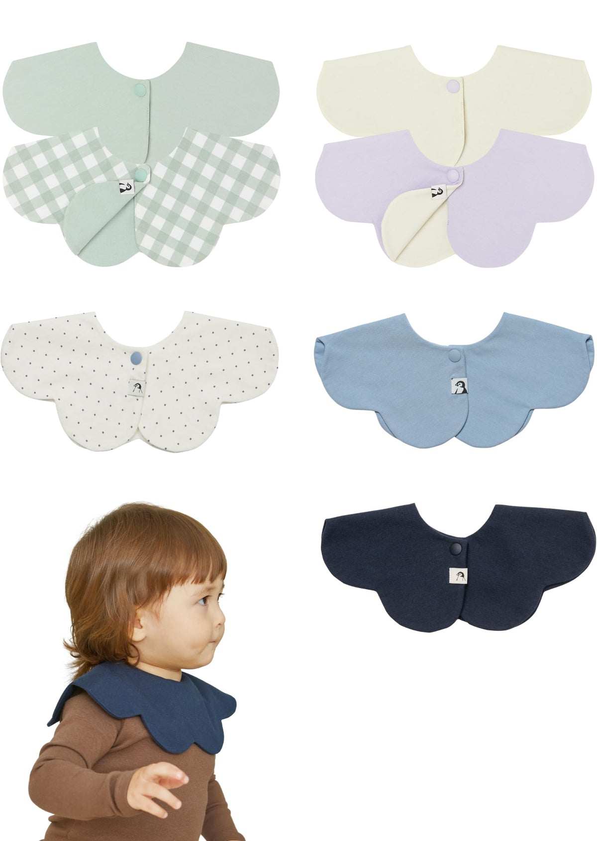 Konny Baby Bib 3/5/7-Pack Set, 360 ° Rotate, Soft and Absorbent Drooling for Toddler Boys Girls Baby Essentials
