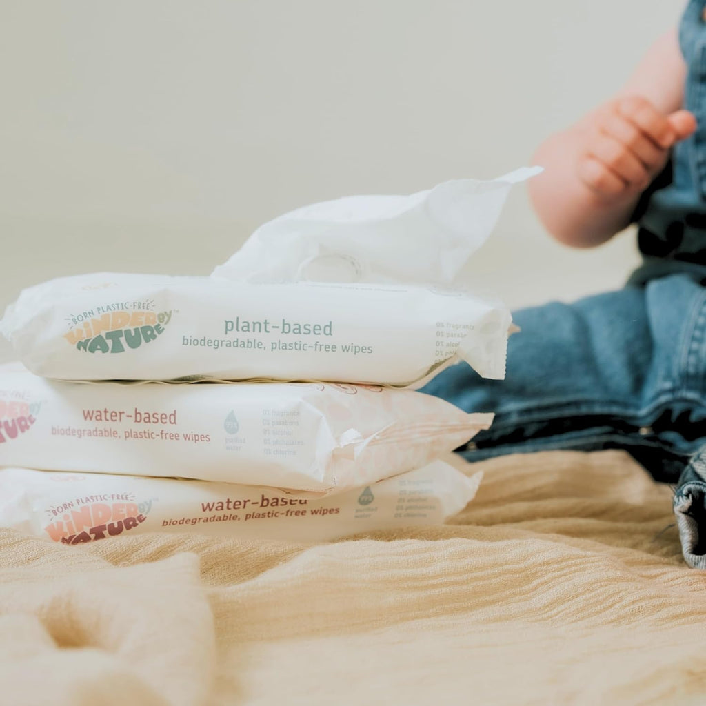 Kinder by Nature Plant Based Baby Wipes - 100% Biodegradable & Compostable, 672 Count (12 Packs of 56) - 99% Plant-Based Ingredients, Plastic-Free Wipes