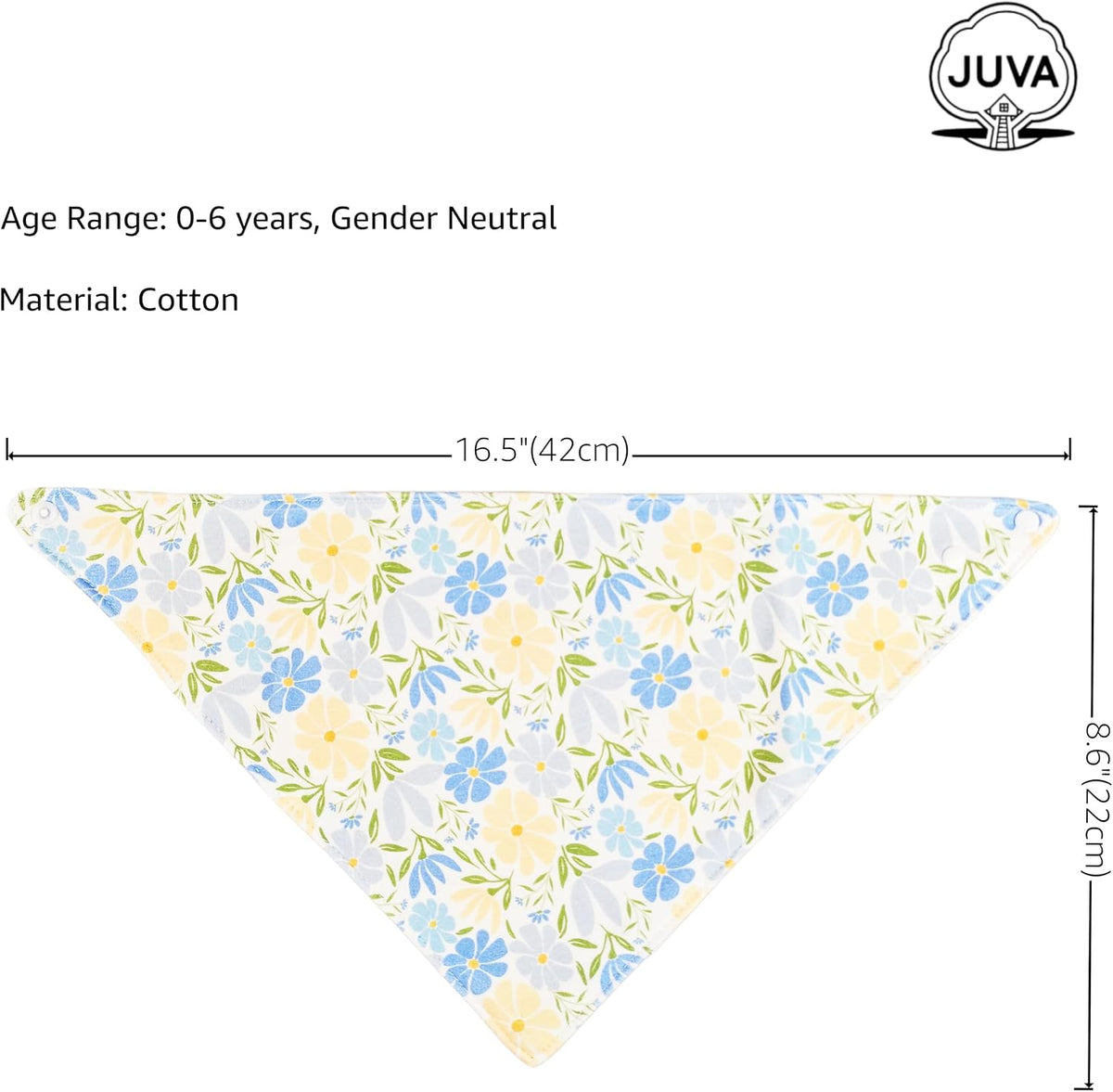 JUVA Baby Bandana Drool Bibs 6pk, Organic Cotton, Absorbent & Reversible