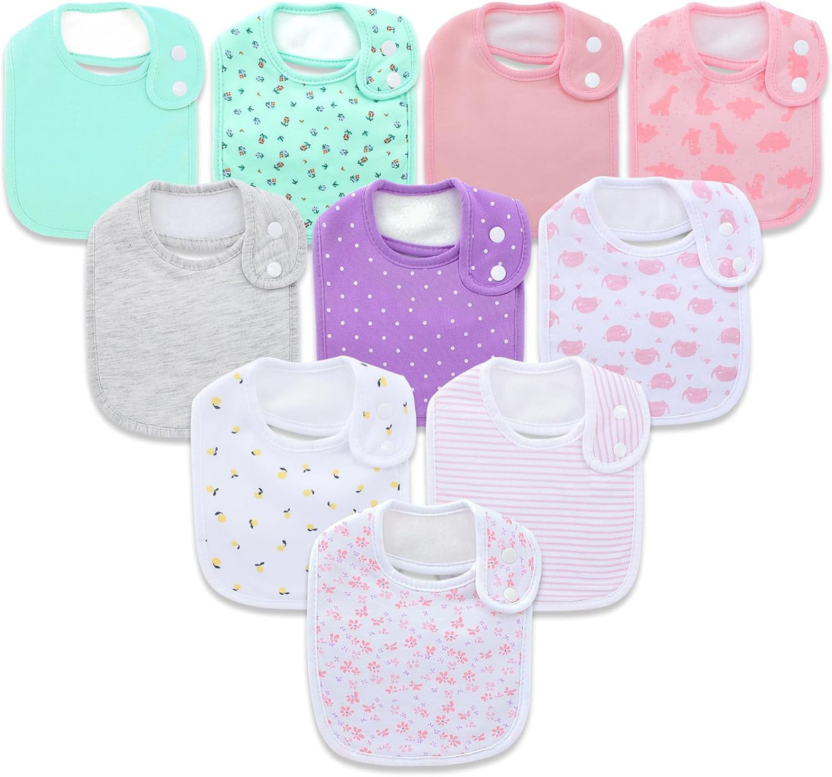 Hakochia Waterproof Baby Bibs Organic Cotton Super Soft and Absorbent With Adjustable Snap for Baby Boys and Girls