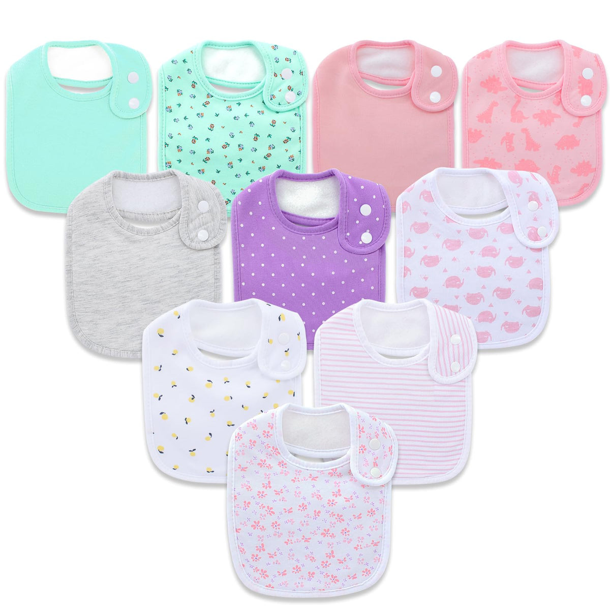 Hakochia Waterproof Baby Bibs Organic Cotton Super Soft and Absorbent With Adjustable Snap for Baby Boys and Girls