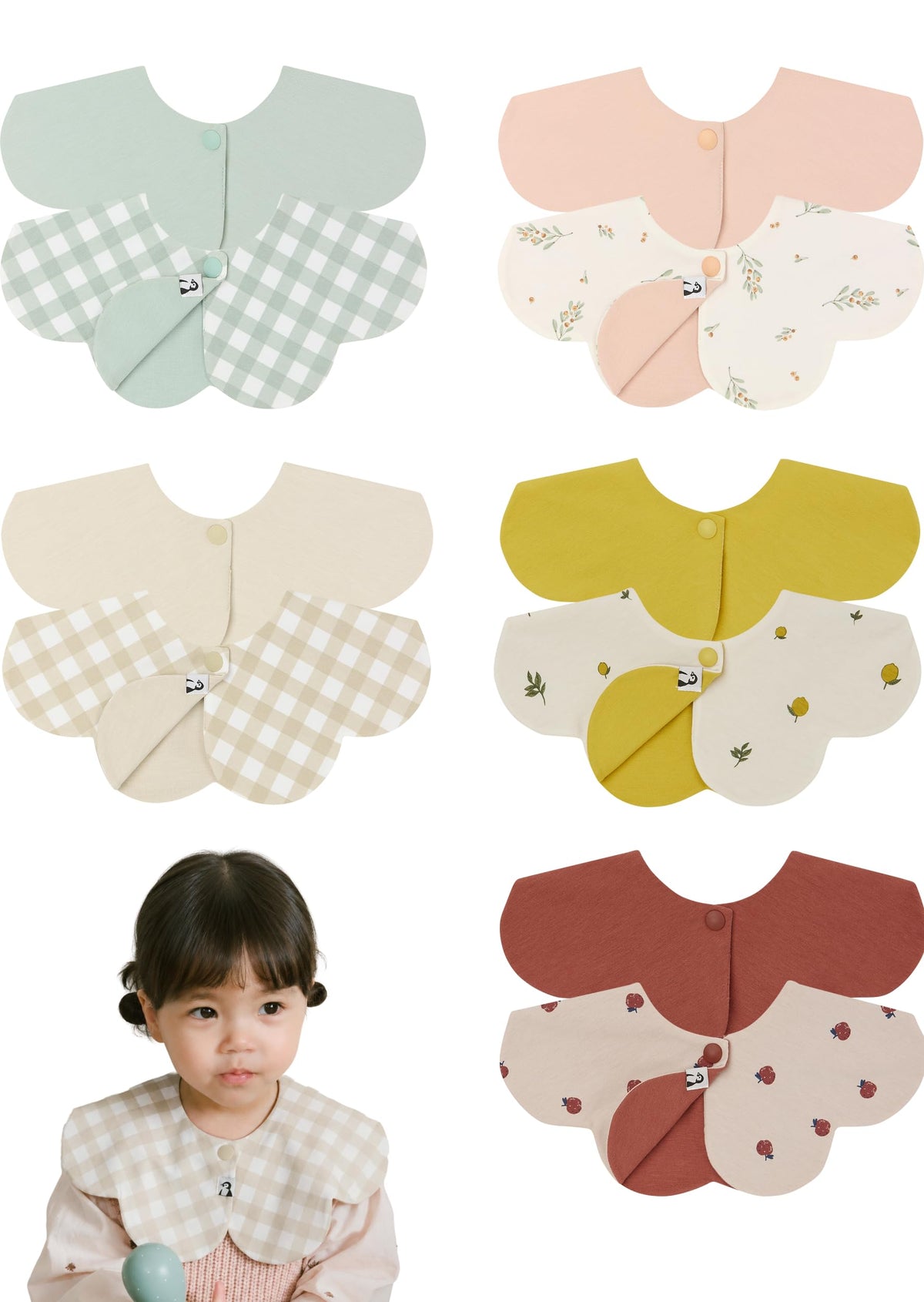 Konny Baby Bib 3/5/7-Pack Set, 360 ° Rotate, Soft and Absorbent Drooling for Toddler Boys Girls Baby Essentials