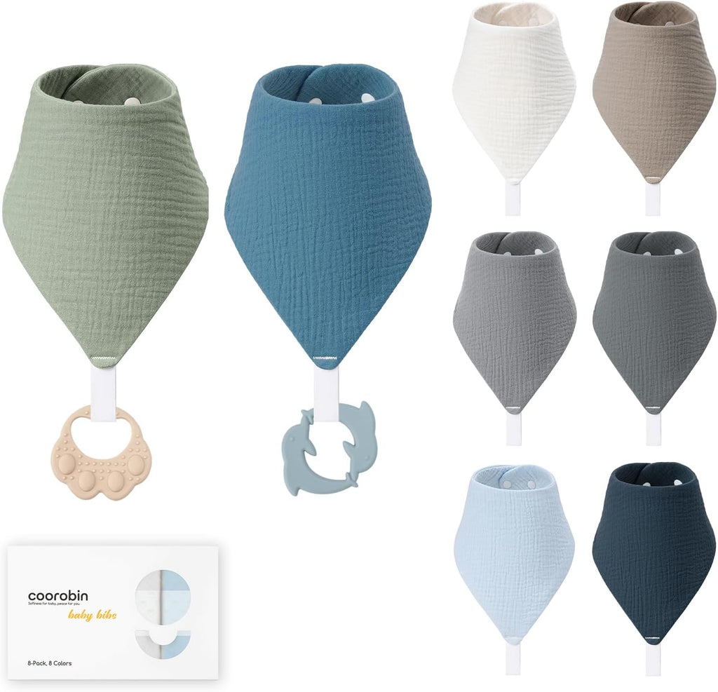8-Pack Muslin Baby Bibs for Drooling and Teething