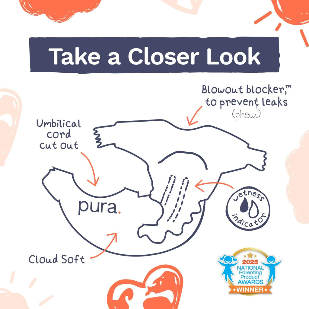 Pura Baby Diapers Newborn (Up to 10 lbs) 84 Count Sensitive Skin