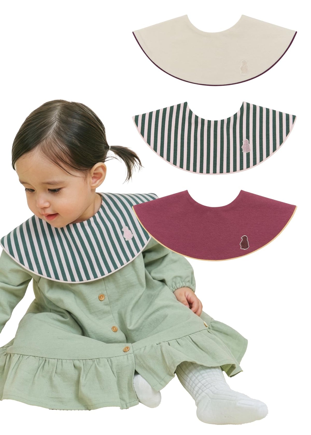 Konny Baby Bib 3/5/7-Pack Set, 360 ° Rotate, Soft and Absorbent Drooling for Toddler Boys Girls Baby Essentials