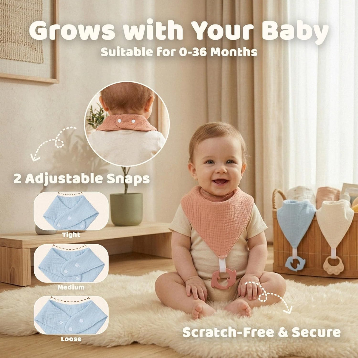 8-Pack Muslin Baby Bibs for Drooling and Teething