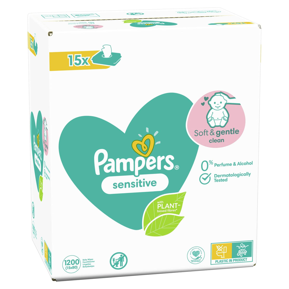 Pampers Sensitive Wipes Travel Pack 56 Count (Pack of 3)