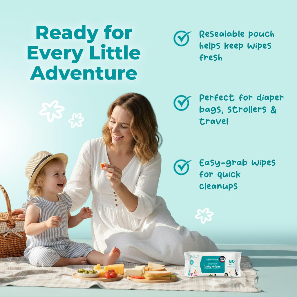 WipeEssentials Baby Wipes for Newborn Care, Unscented - 3 Pack 240 Count