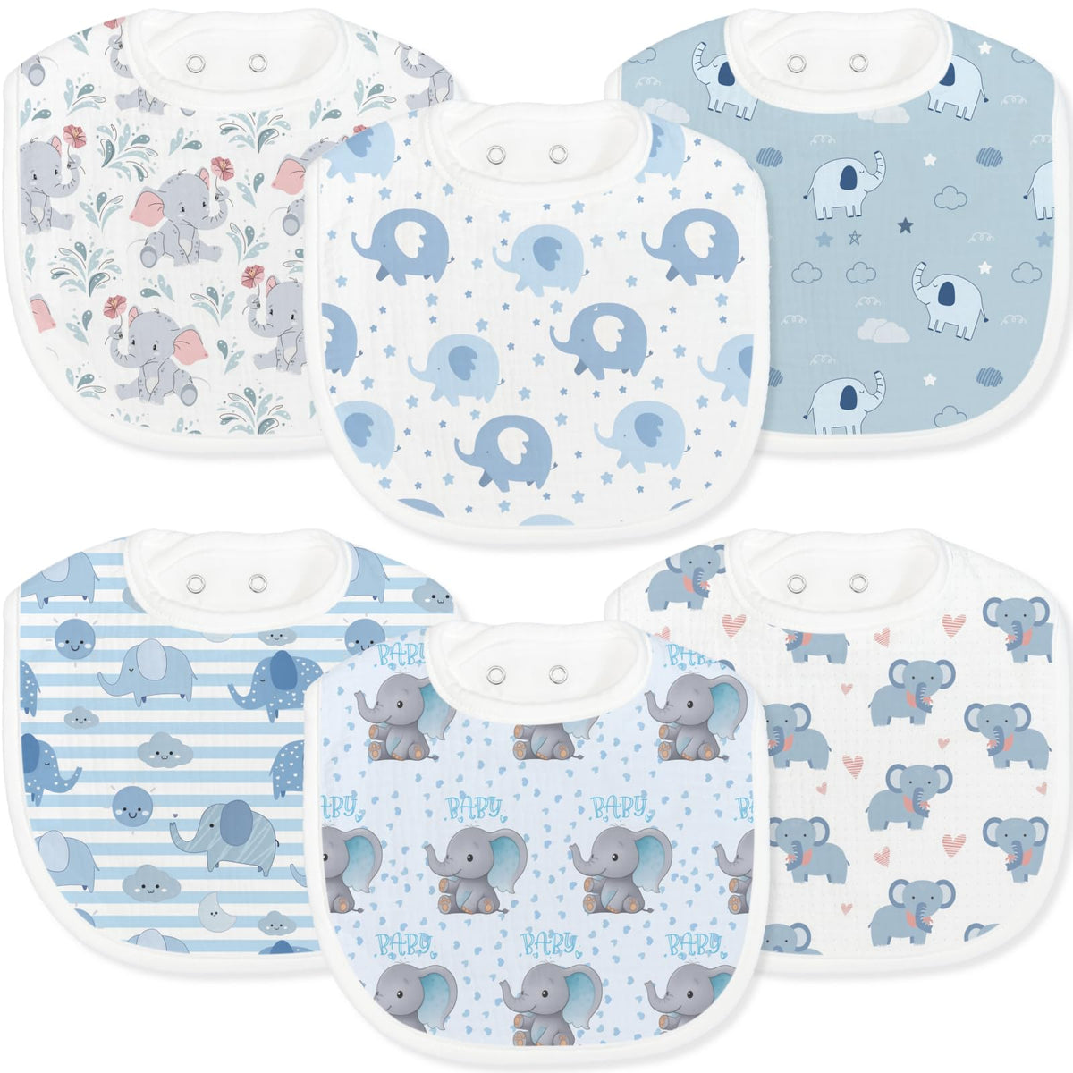 Baby Bibs for Baby Boys Girls 6-Pack
