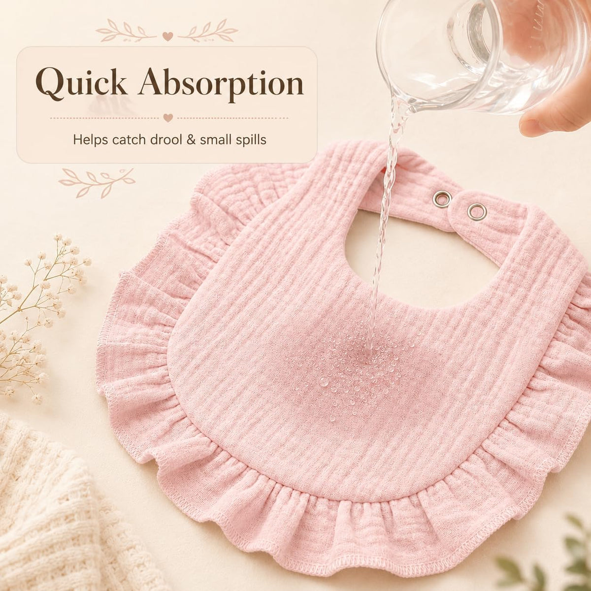 NISXABEBE Baby Muslin Bibs,6 Pcs Drool Bandana Bibs for Baby Girl Drooling and Teething,Soft and Absorbent Cotton for Newborn