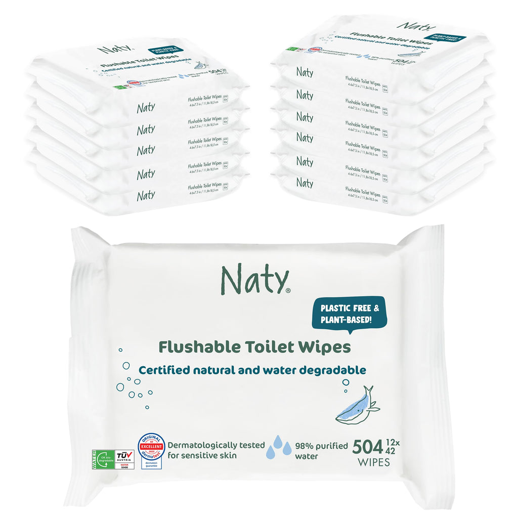 Naty Flushable Baby Wipes for Sensitive Skin, 168 Count (3 Packs)
