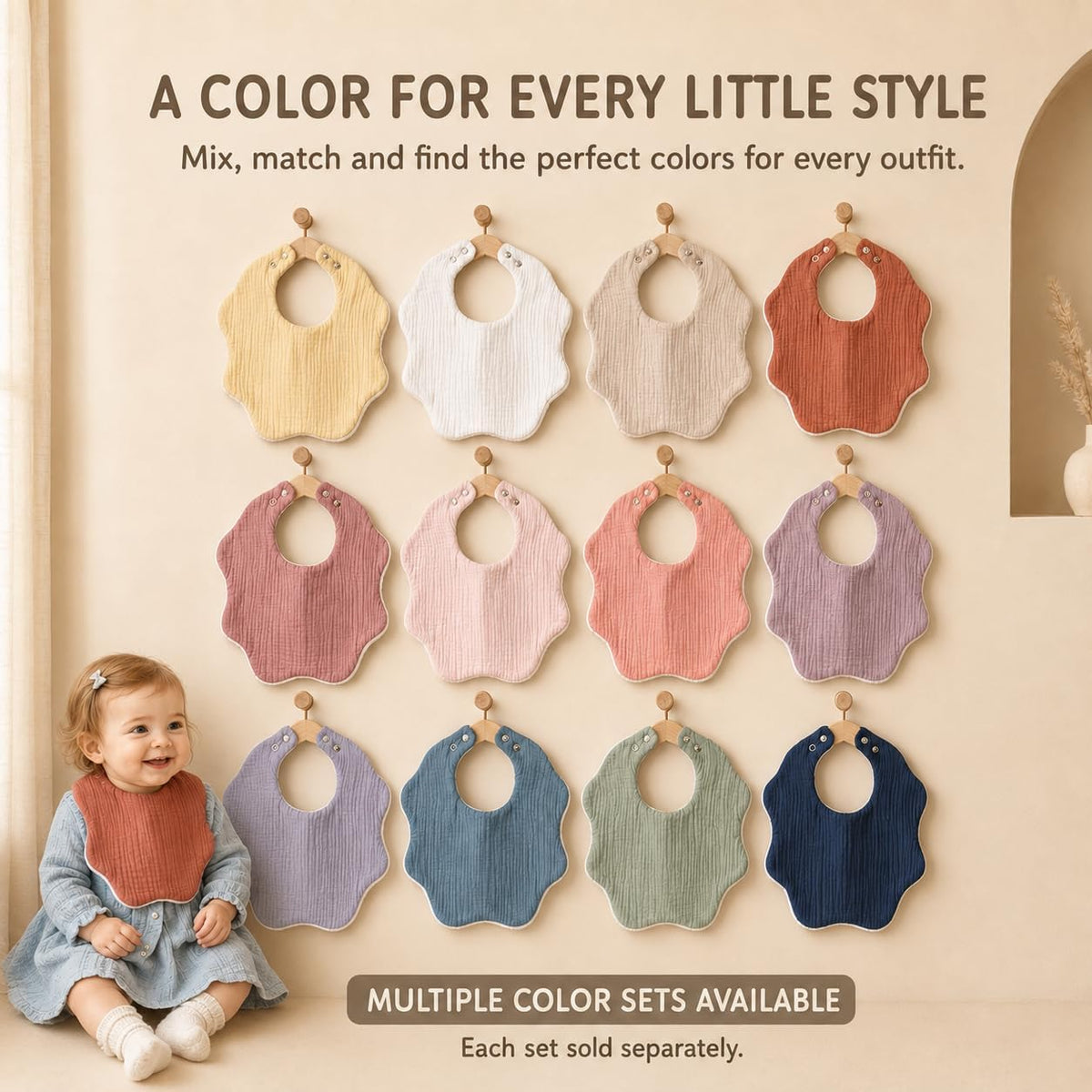 NISXABEBE 6 Pack Baby Muslin Bandana Bibs for Drooling and Teething