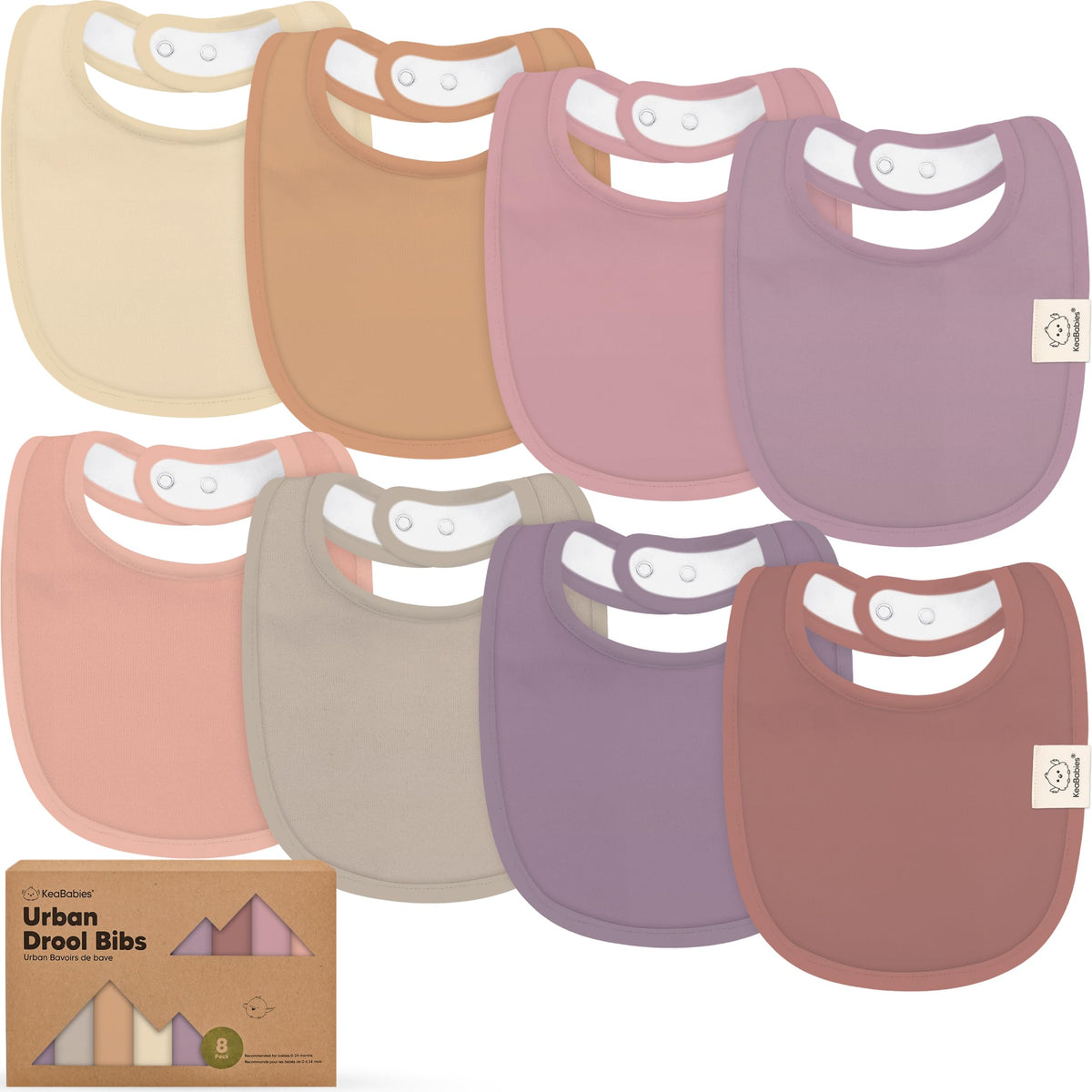 KeaBabies 8-Pack Organic Baby Bibs for Drooling and Teething (Sweet Charm)