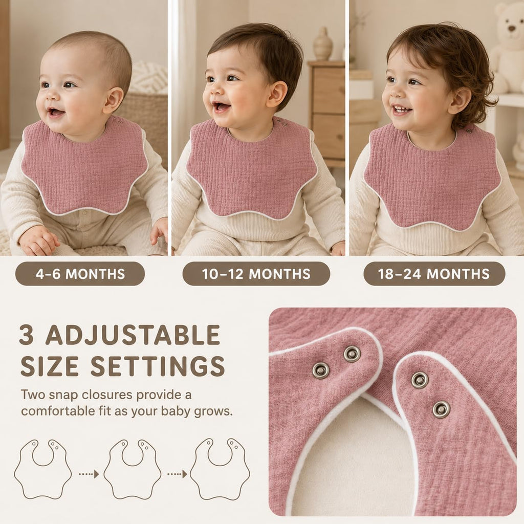 NISXABEBE 6 Pack Baby Muslin Bandana Bibs for Drooling and Teething