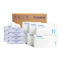 Coterie Baby Wipes + Diapers Kit, Size NB & Size 1 Diapers, 8-Pack Wipes