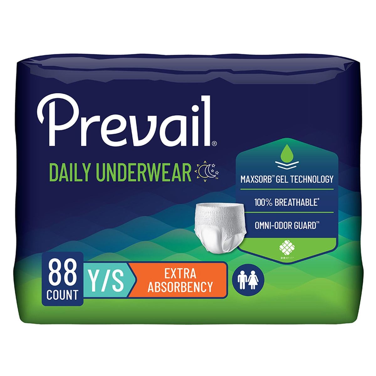 Prevail Daily Underwear, Small, Women, Youth, 22 ct