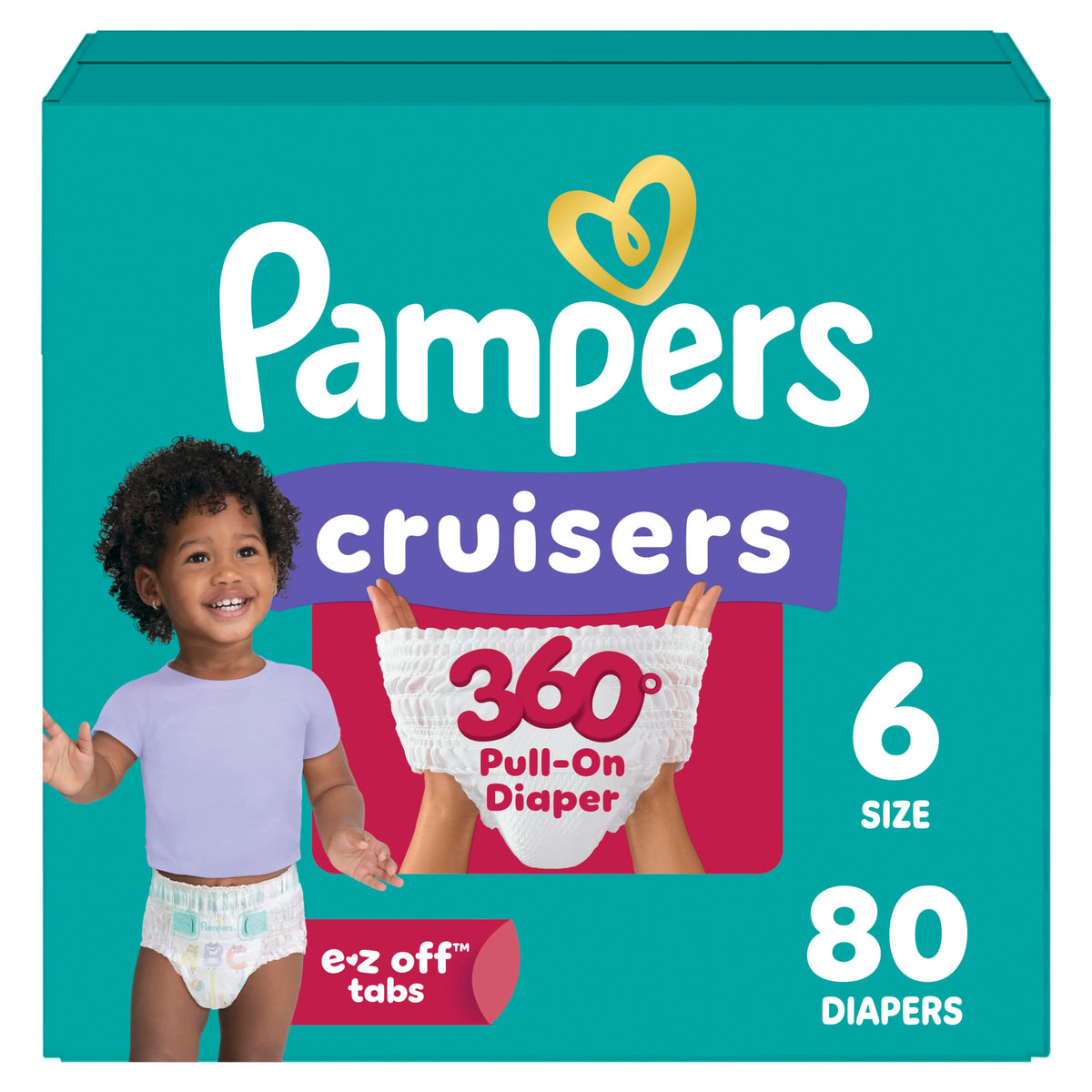 Pampers Diapers - Cruisers 360° - Size 7, 17 Count, up to 100% Leakproof Fit, Designed for Active Babies, Pull On Diaper