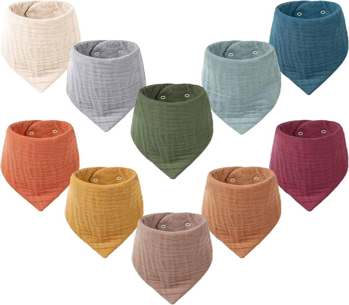Konssy 10 Pack Baby Muslin Bandana Bibs for Drooling and Teething