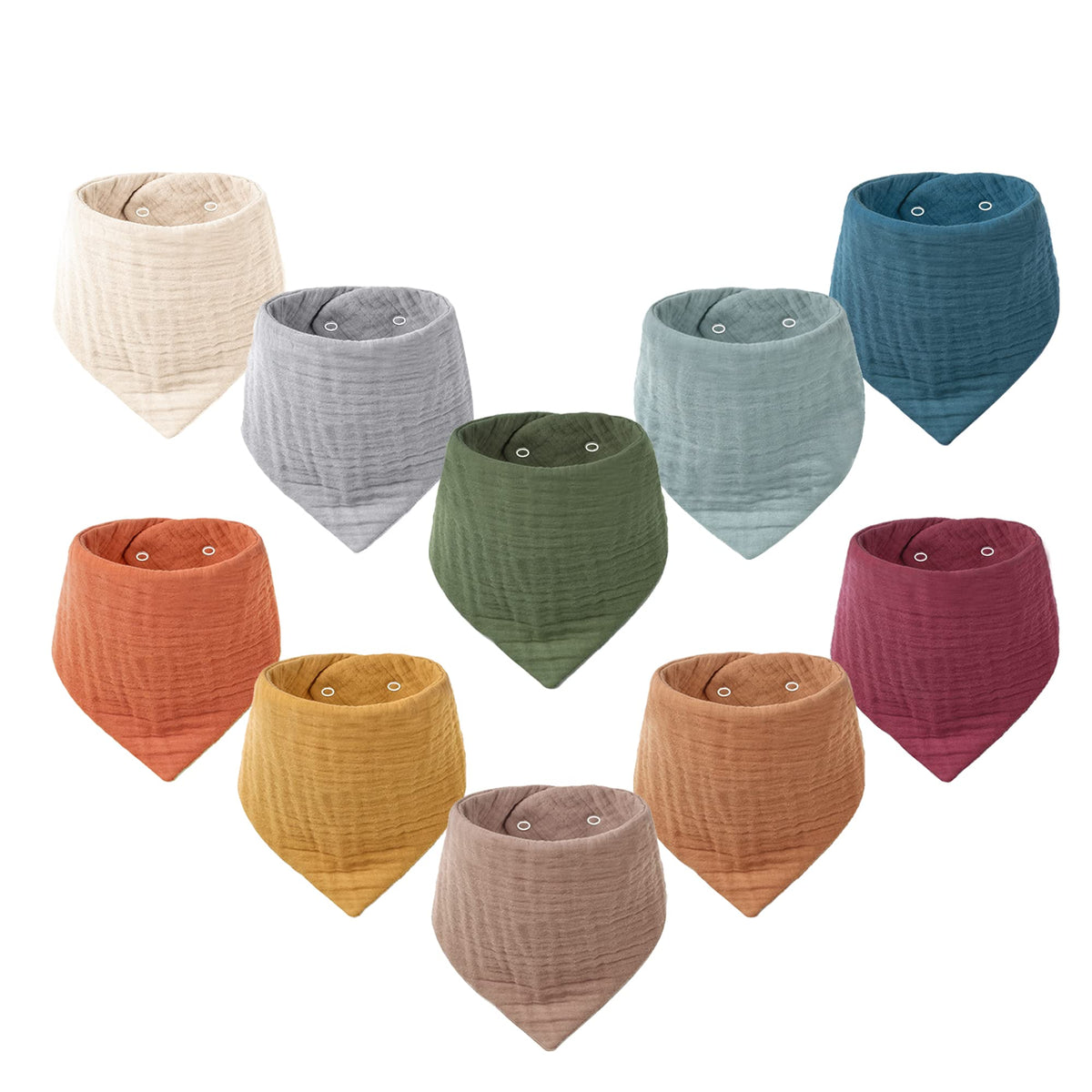 Konssy 10 Pack Baby Muslin Bandana Bibs for Drooling and Teething