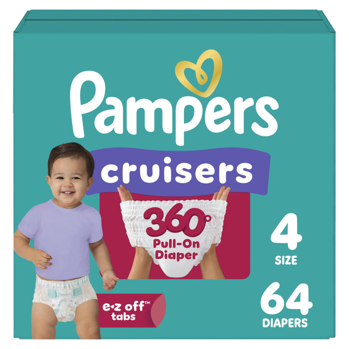 Pampers Diapers - Cruisers 360° - Size 7, 17 Count, up to 100% Leakproof Fit, Designed for Active Babies, Pull On Diaper