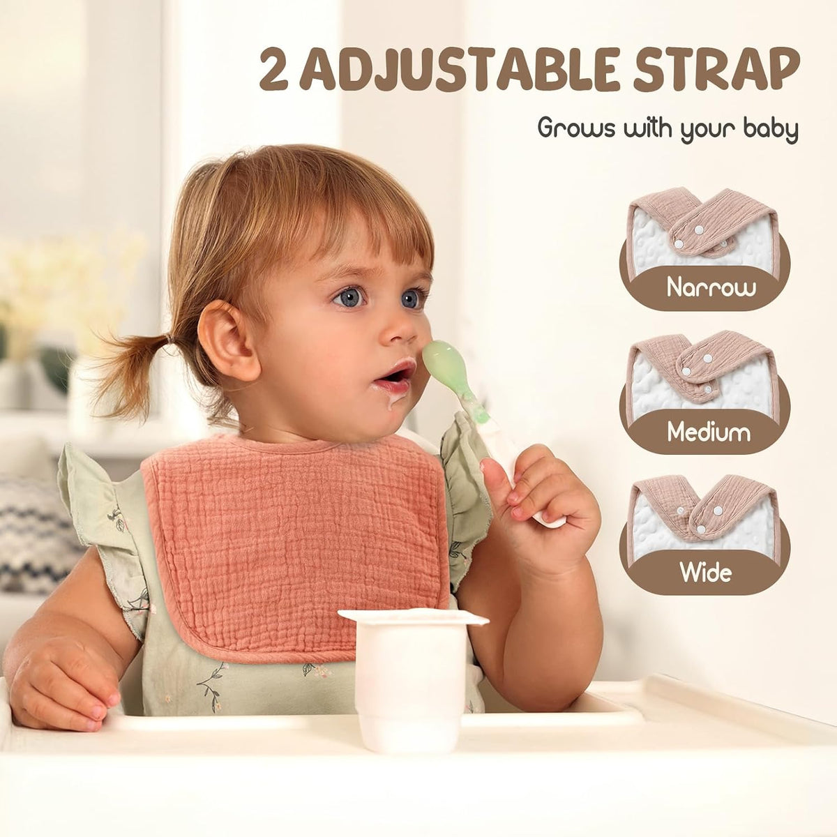 POIKSHARK 6-Pack Muslin Baby Bibs for Unisex Boys Girls, Cotton Baby Drool Bibs, Drooling and Teething Bibs for Infant