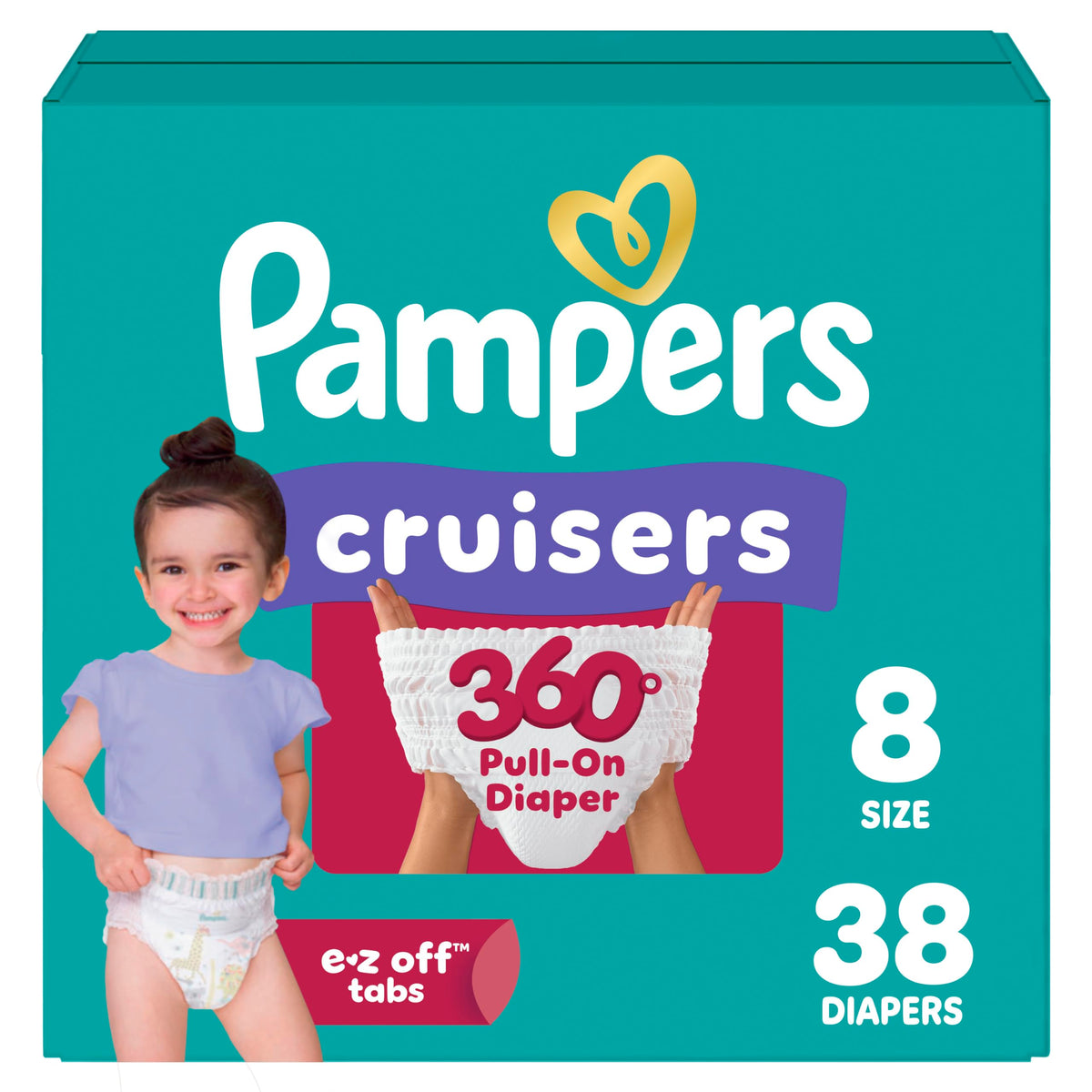 Pampers Diapers - Cruisers 360° - Size 7, 17 Count, up to 100% Leakproof Fit, Designed for Active Babies, Pull On Diaper