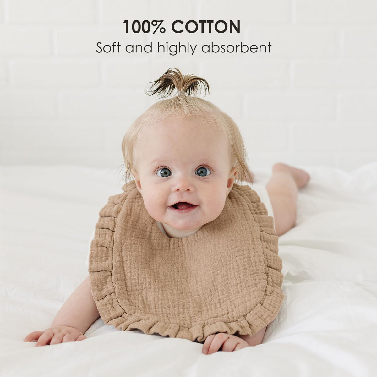 MairMore Muslin Baby Bibs, Ruffle Edge Drool Bibs, 6-Pack