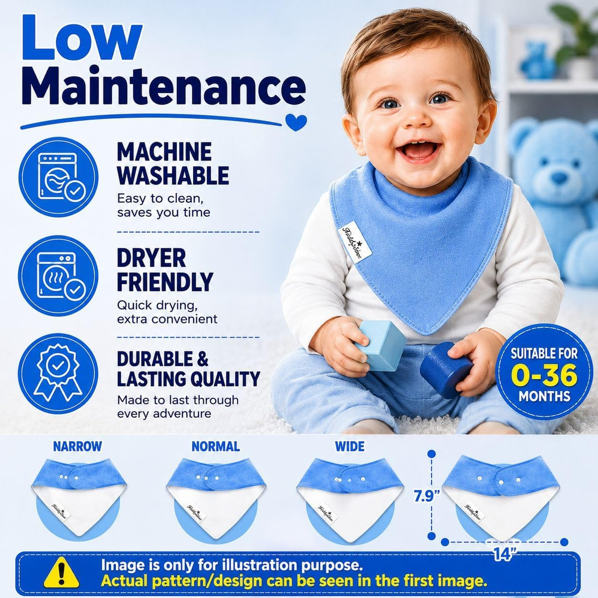KiddyStar Premium Organic Cotton Bibs for Drooling & Teething Babies