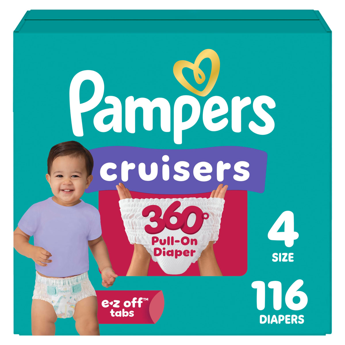 Pampers Diapers - Cruisers 360° - Size 7, 17 Count, up to 100% Leakproof Fit, Designed for Active Babies, Pull On Diaper