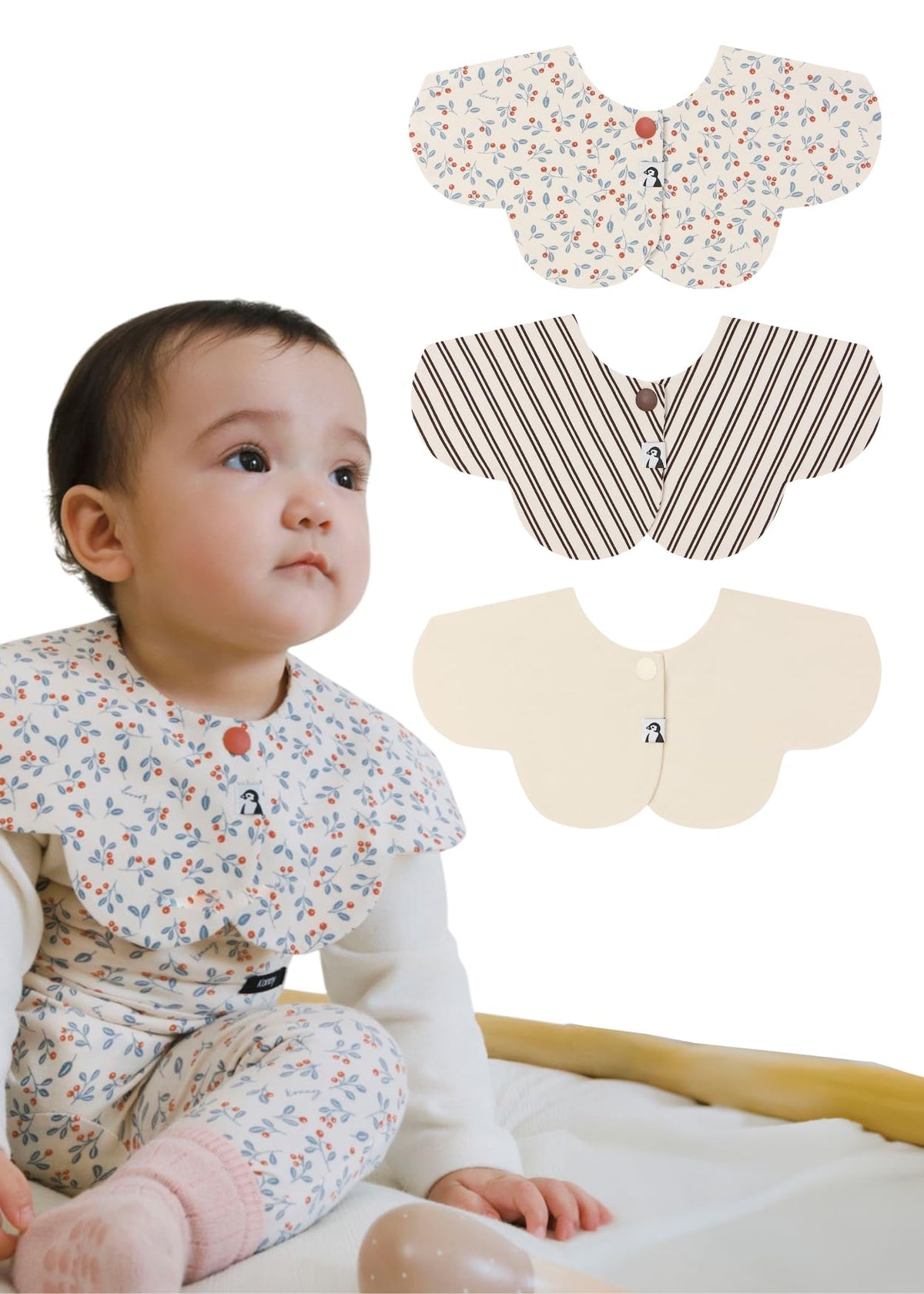 Konny Baby Bib 3/5/7-Pack Set, 360 ° Rotate, Soft and Absorbent Drooling for Toddler Boys Girls Baby Essentials