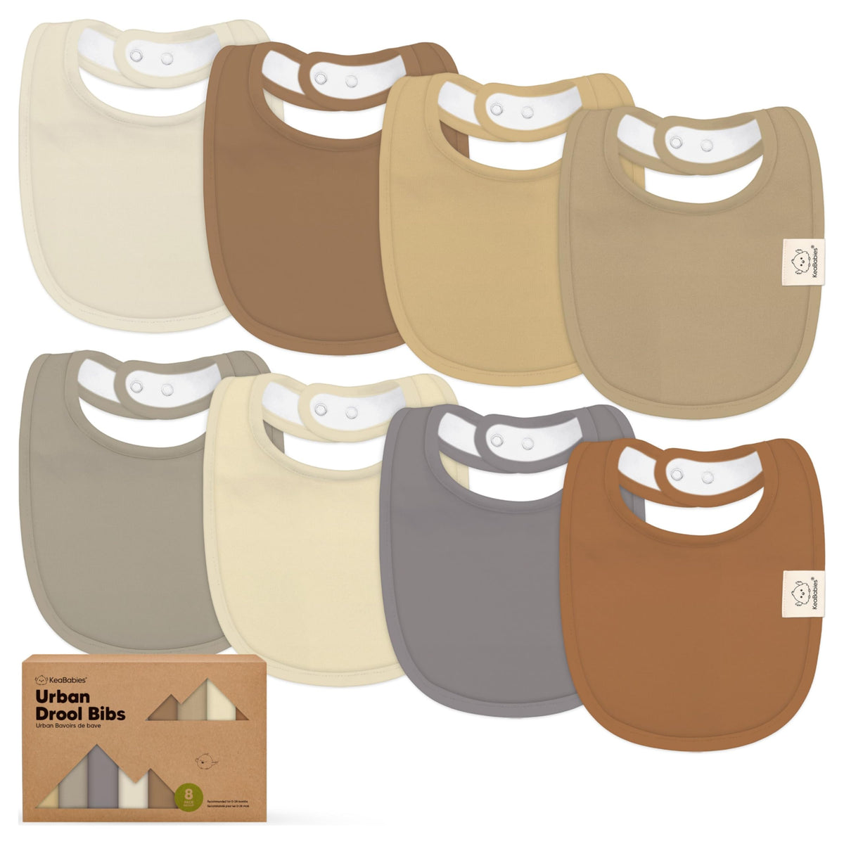KeaBabies 8-Pack Organic Baby Bibs for Drooling and Teething (Sweet Charm)