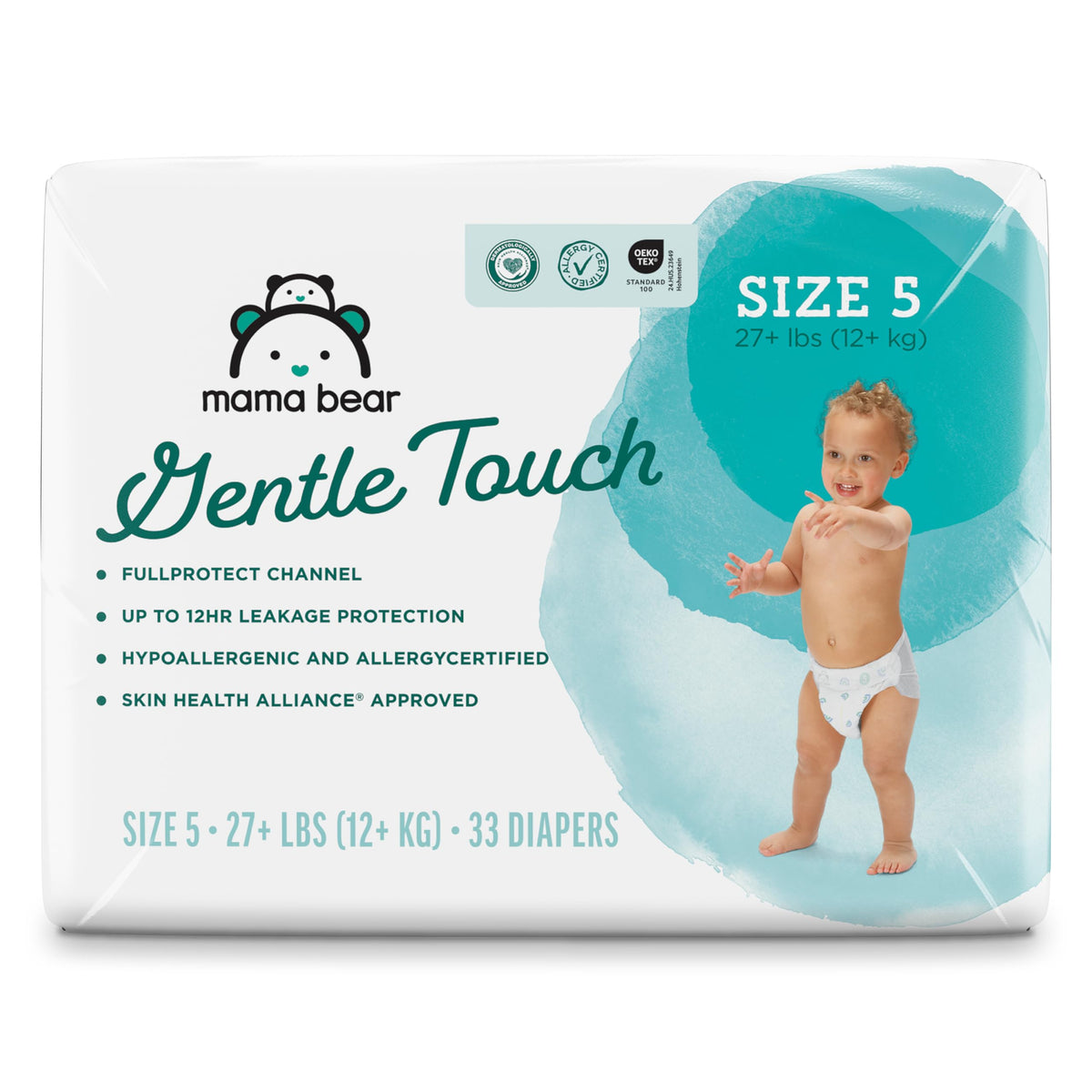 Amazon Brand - Mama Bear Gentle Touch Baby Diapers, Formulated without Fragrance, Size 4, 148 Count (4 packs of 37), with Skin Protection and Leak Protection