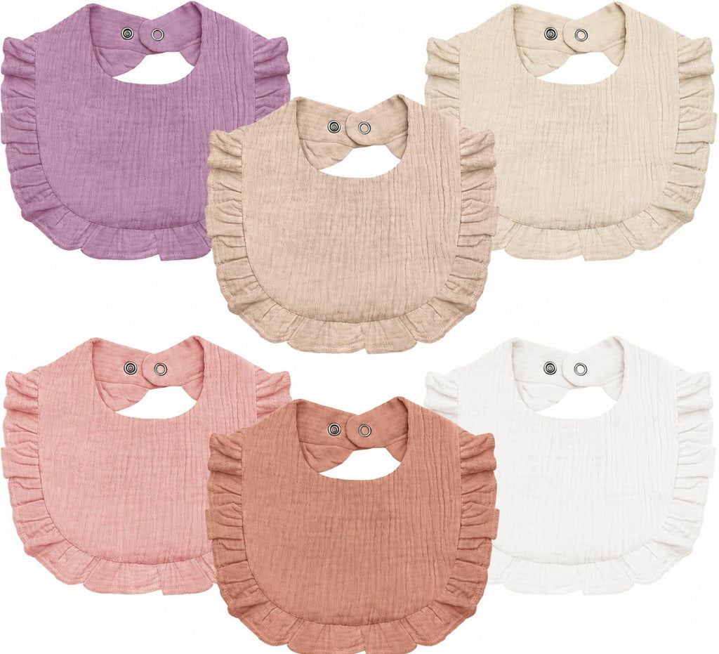 NISXABEBE Baby Muslin Bibs,6 Pcs Drool Bandana Bibs for Baby Girl Drooling and Teething,Soft and Absorbent Cotton for Newborn