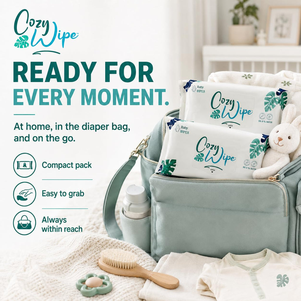 Baby Wipes, 99.9% Water Based Unscented Diaper Wipes for Sensitive Newborn Skin, Plant-Based, Plastic-Free, 9 Packs, 540 Count