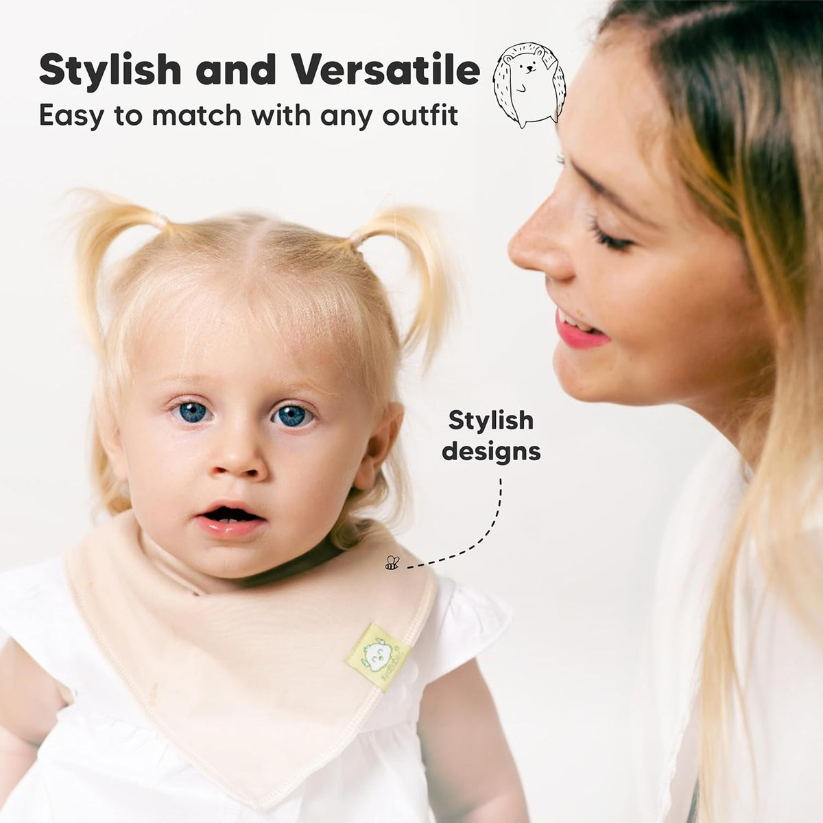 8pk Organic Baby Bandana Bibs for Drooling and Teething (Muted Pastel)