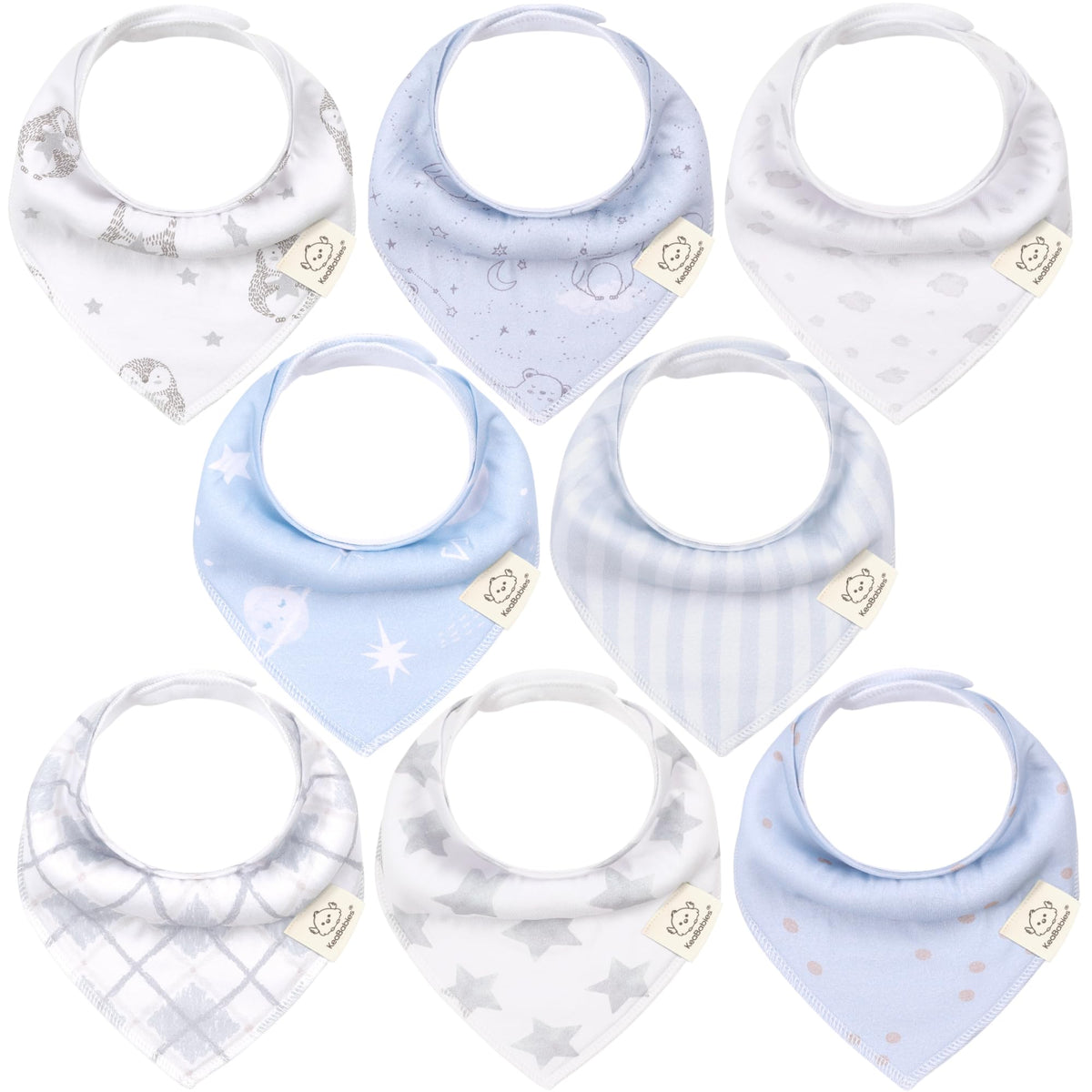 8pk Organic Baby Bandana Bibs for Drooling and Teething (Muted Pastel)