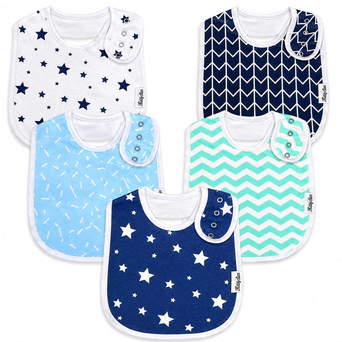 KiddyStar Premium Organic Cotton Bibs for Drooling & Teething Babies