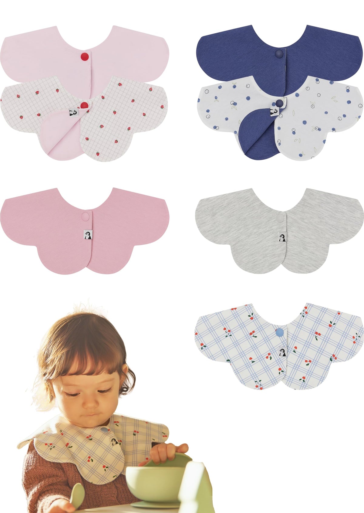 Konny Baby Bib 3/5/7-Pack Set, 360 ° Rotate, Soft and Absorbent Drooling for Toddler Boys Girls Baby Essentials