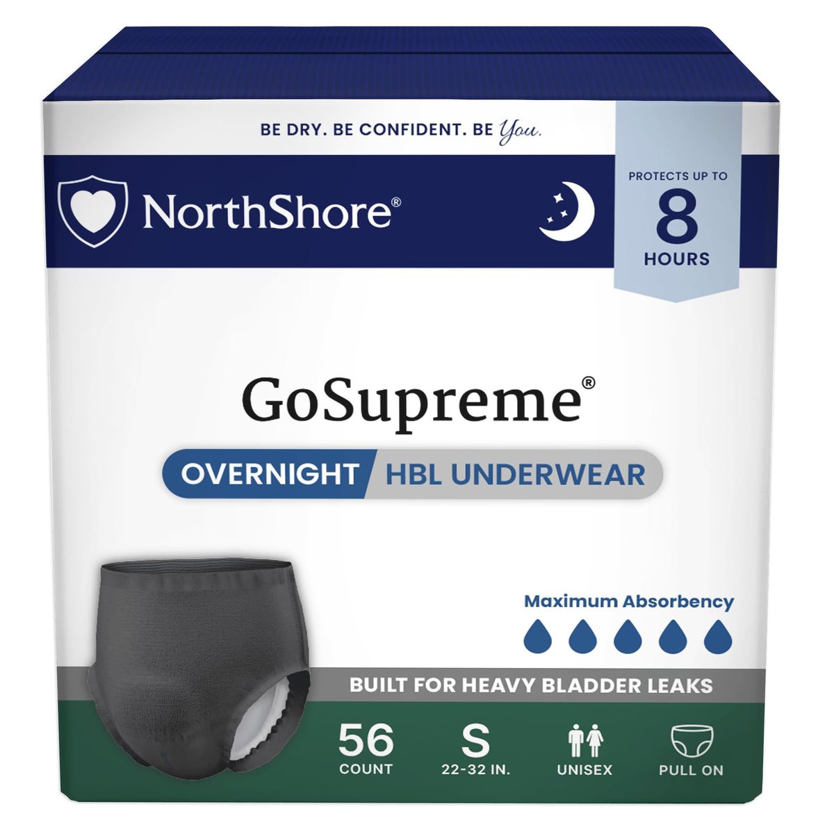 NorthShore GoSupreme 8-Hour Overnight Underwear, White, Large, 14 Count