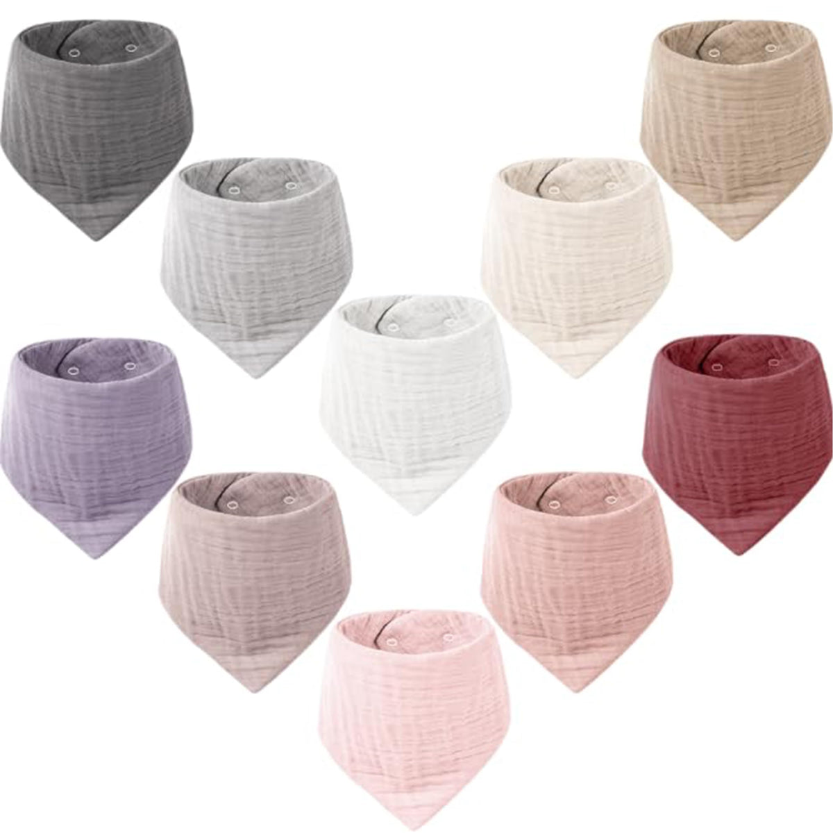 Konssy 10 Pack Baby Muslin Bandana Bibs for Drooling and Teething