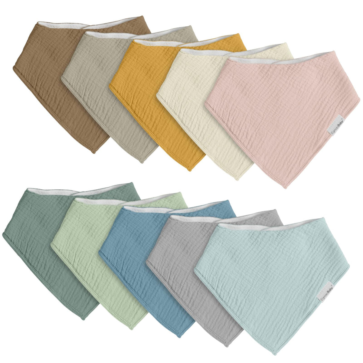 Muslin Baby Bibs for Boys Girls,10 Pack Super Absorbent Baby Bandana Drool Bibs Set for Teething and Drooling,100% Cotton Soft for Infant,Newborn