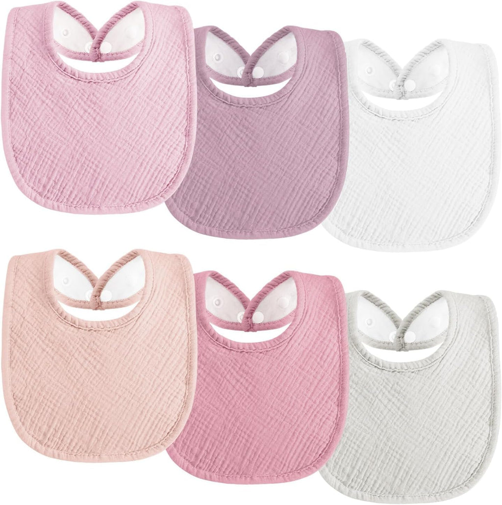 Muslin Baby Bibs 6-Pack Baby Drool Bandana Bibs for Baby Girls Boys Infant Newborn Toddler Drooling and Teething