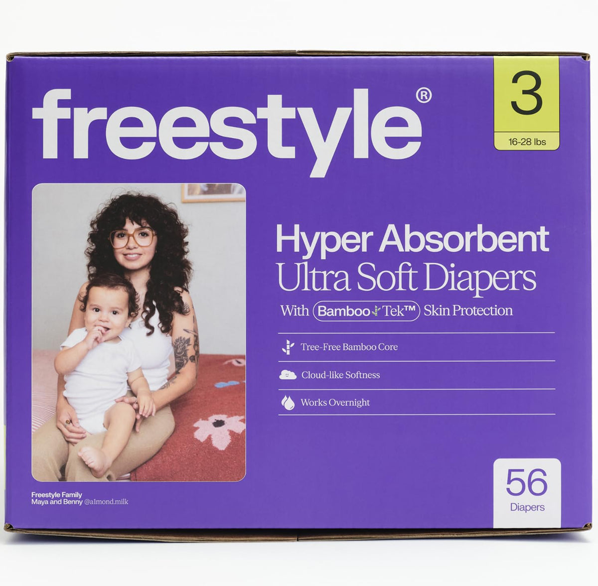 Freestyle BambooTek Diapers – (Size 4) Hyper Absorbent & Non-Toxic – Disposable Diapers for Sensitive Skin – Ultra Soft Diapers (22-37 lbs) – 144 Count